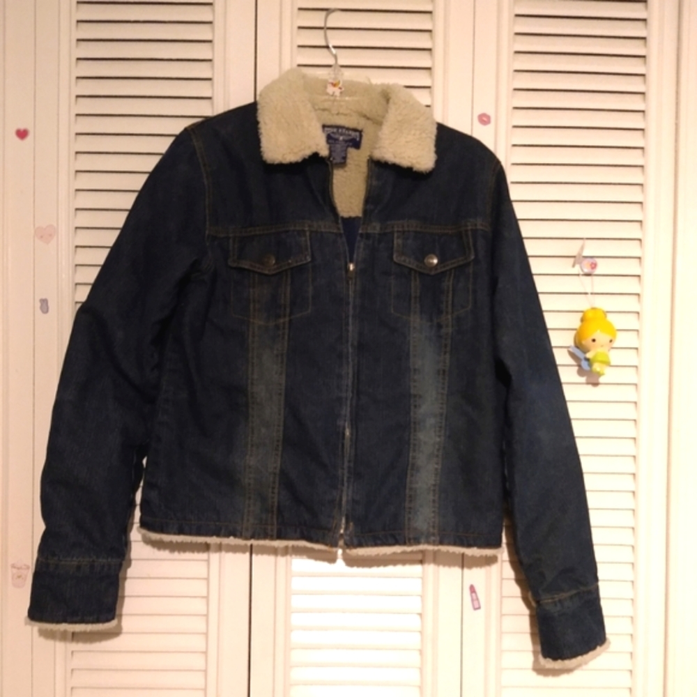 Steve & Barrys 🐑 Denim Sherpa Jacket Relaxed Fit
